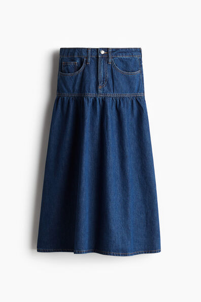 Flared-hem denim skirt