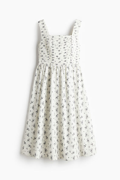 Pintucked flared-skirt dress