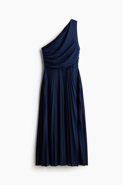Pleated one-shoulder dress