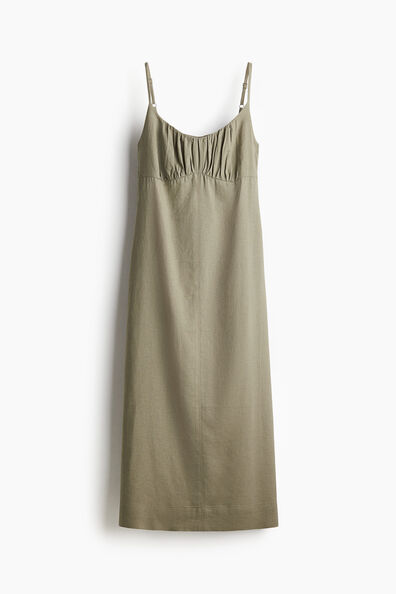 Linen-blend strappy dress