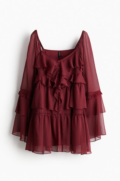 Flounced chiffon dress