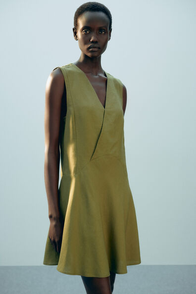 Linen-blend embroidered dress Linen-blend embroidered dress