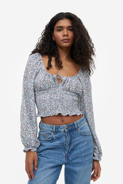 Smocked Flounce Sleeve Blouse main image 0