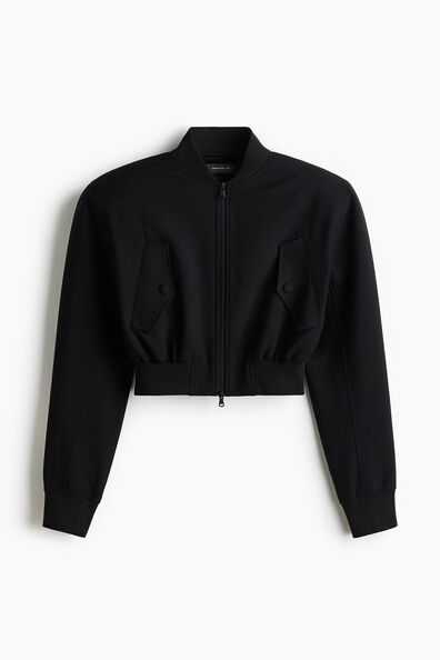 Cropped wool bomber jacket