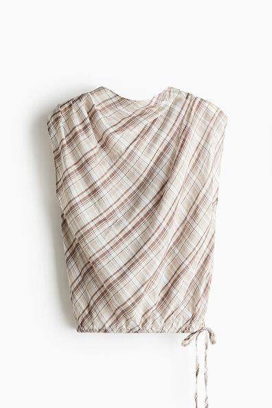 Cowl-neck drawstring top