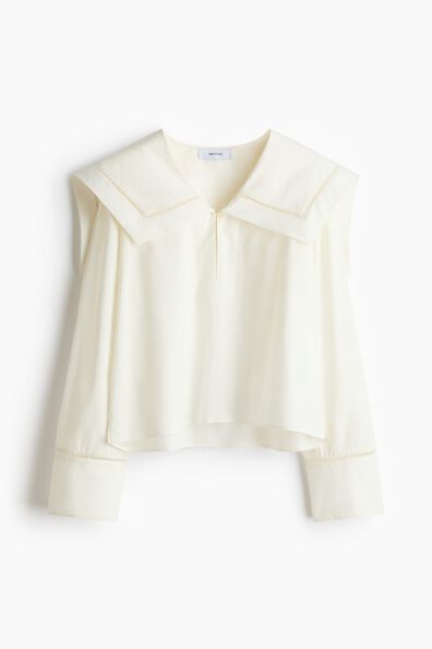 Sailor-collared poplin blouse