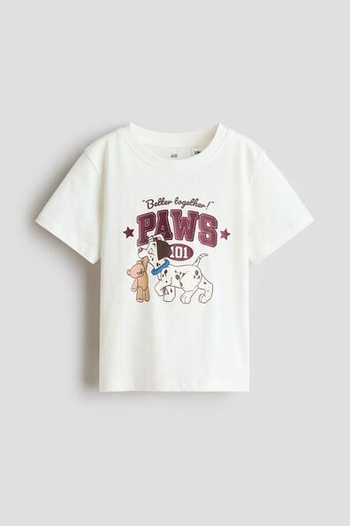 Print-motif cotton T-shirt