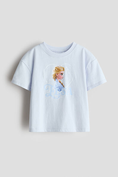 Print-motif cotton T-shirt