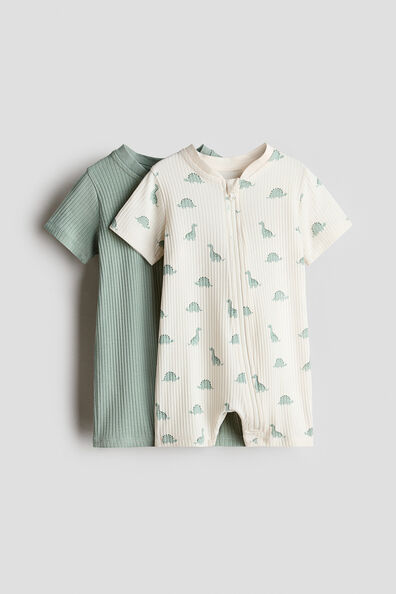 2-pack short cotton sleepsuits