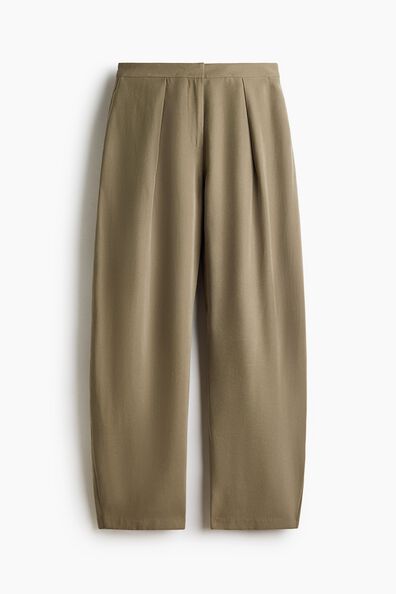 Viscose-blend barrel trousers