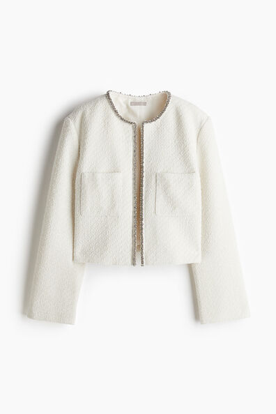 Rhinestone-embellished bouclé jacket