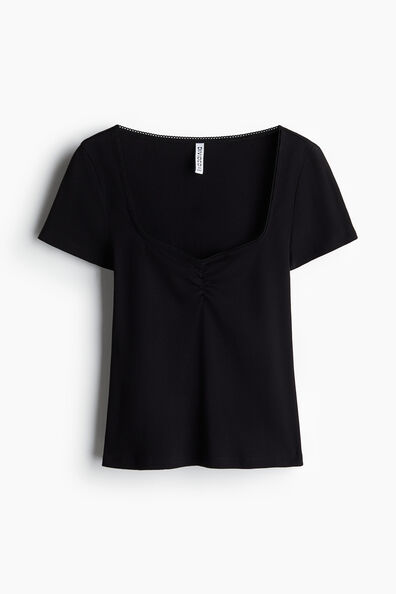 Picot-trimmed T-shirt