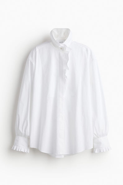 Frill-trimmed cotton shirt