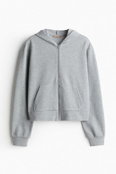 Waffled zip-through hoodie