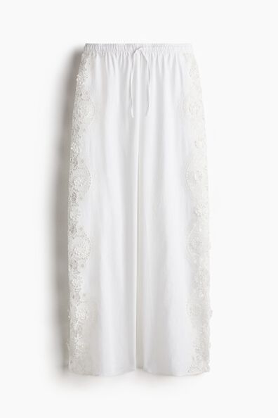 Lace-inset trousers