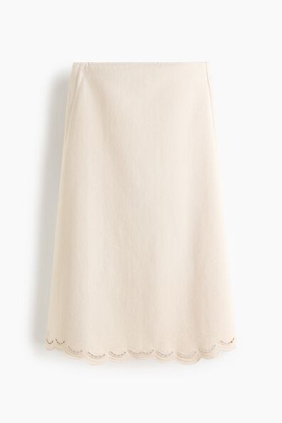 Broderie anglaise denim skirt