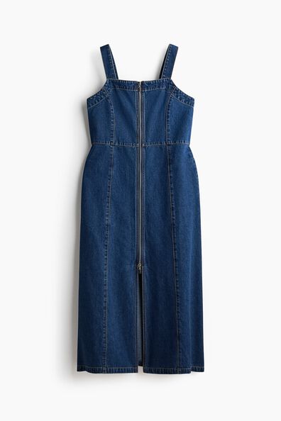 Zip-front denim dress