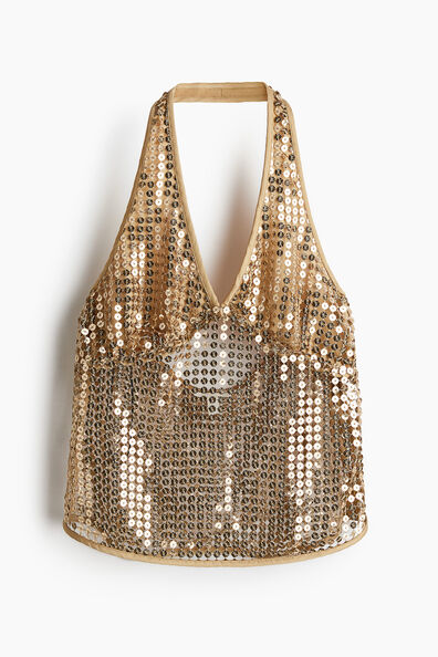 Sequined halterneck top