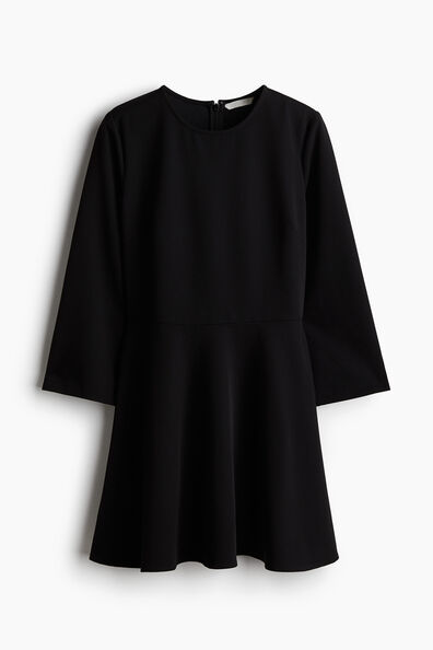 Flared-skirt twill dress