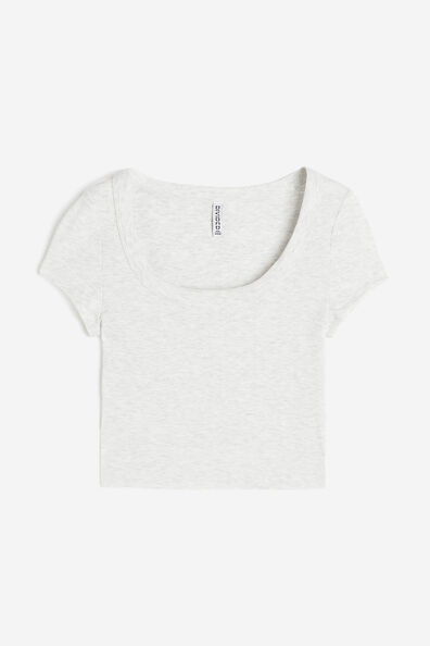 Cropped ribbed T-shirt