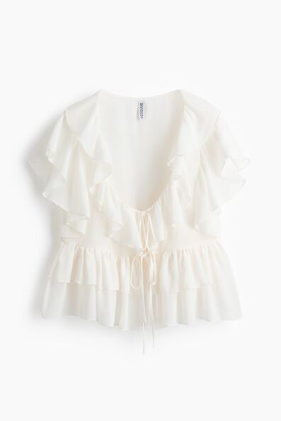 Flounced tie-front blouse