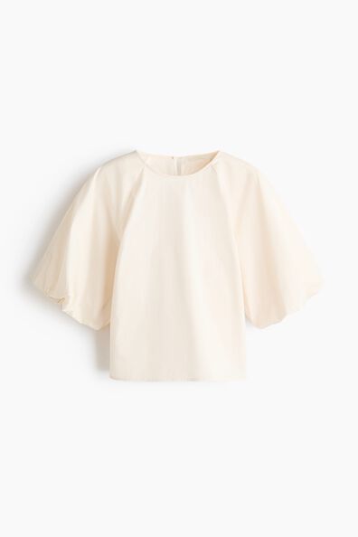 Balloon-sleeved cotton blouse