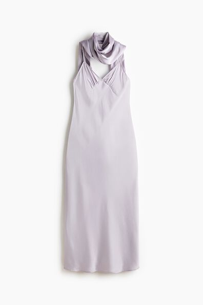 Strappy satin dress with scarf