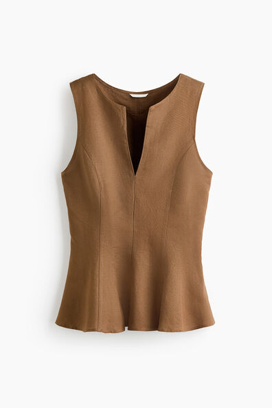 Sleeveless linen-blend top