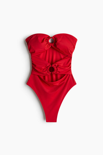 Padded-cup High-leg bandeau swimsuit