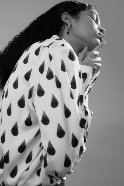 Abstract Print Satin Shirt