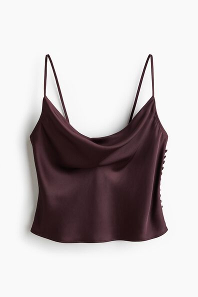 Cowl-neck strappy top