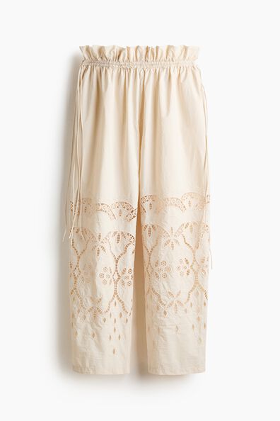 Broderie anglaise drawstring trousers