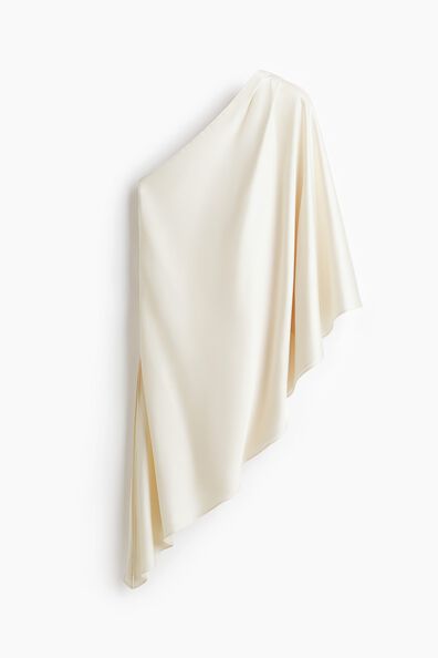 One-shoulder satin top