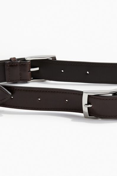 Two-piece leather belt