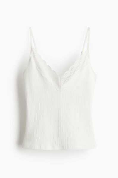 Lace-trimmed strappy top