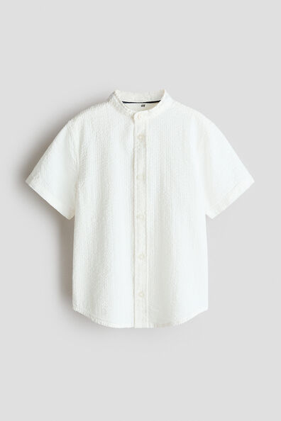 Cotton seersucker grandad shirt