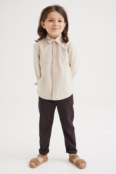 Babyhug Twill Woven Full Length Solid Coloured Trousers With Stretch - Rust Orange