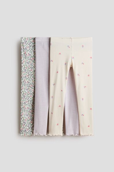3-pack ribbed cotton leggings