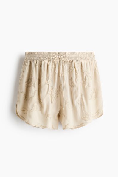 Embroidered viscose shorts
