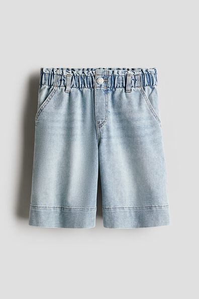 Paper bag denim shorts