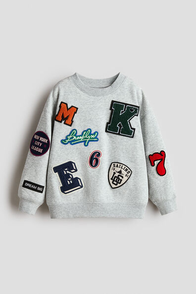 Appliquéd brushed-inside sweatshirt