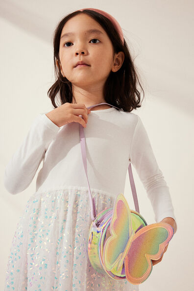 Sequin-skirt jersey dress