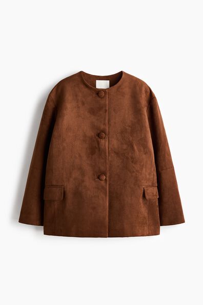 Collarless jacket