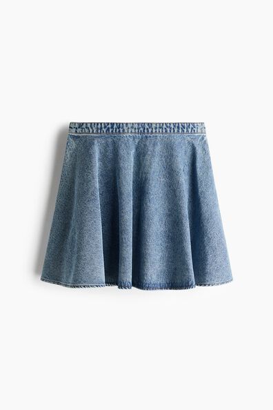 Circle-cut denim skirt
