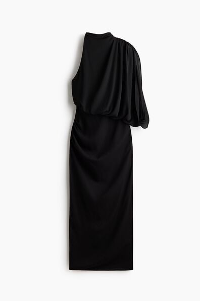 Draped one-shoulder dress