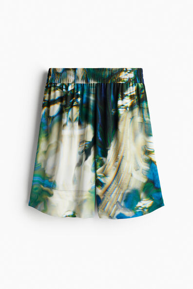 Abstract-patterned chiffon shorts