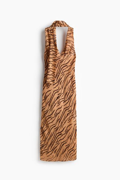 Scarf-collar midi dress