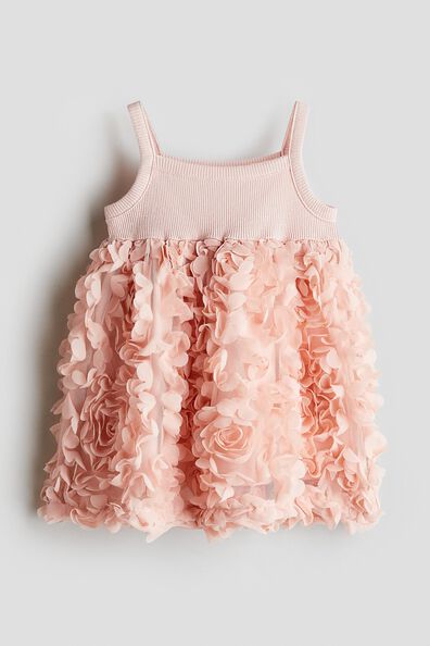 Floral-appliqué jersey dress