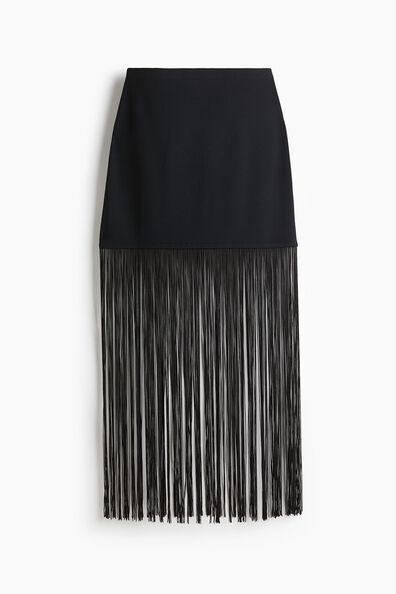 Fringe-trimmed skirt