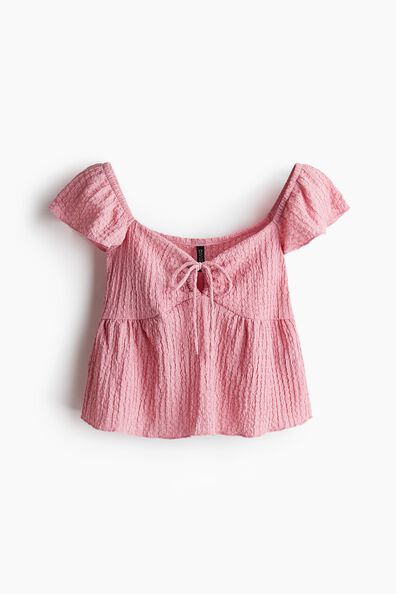 Crinkled flutter-sleeved top
